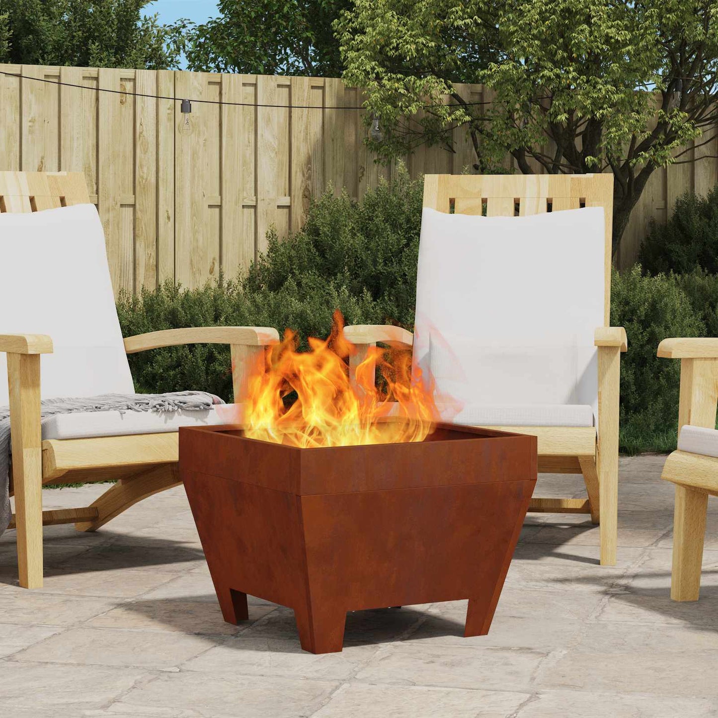 Fire Pit Rusty 50 x 50 x 38 cm Weathering Steel