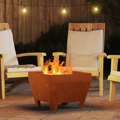 Fire Pit Rusty 50 x 50 x 38 cm Weathering Steel