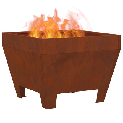 Fire Pit Rusty 50 x 50 x 38 cm Weathering Steel