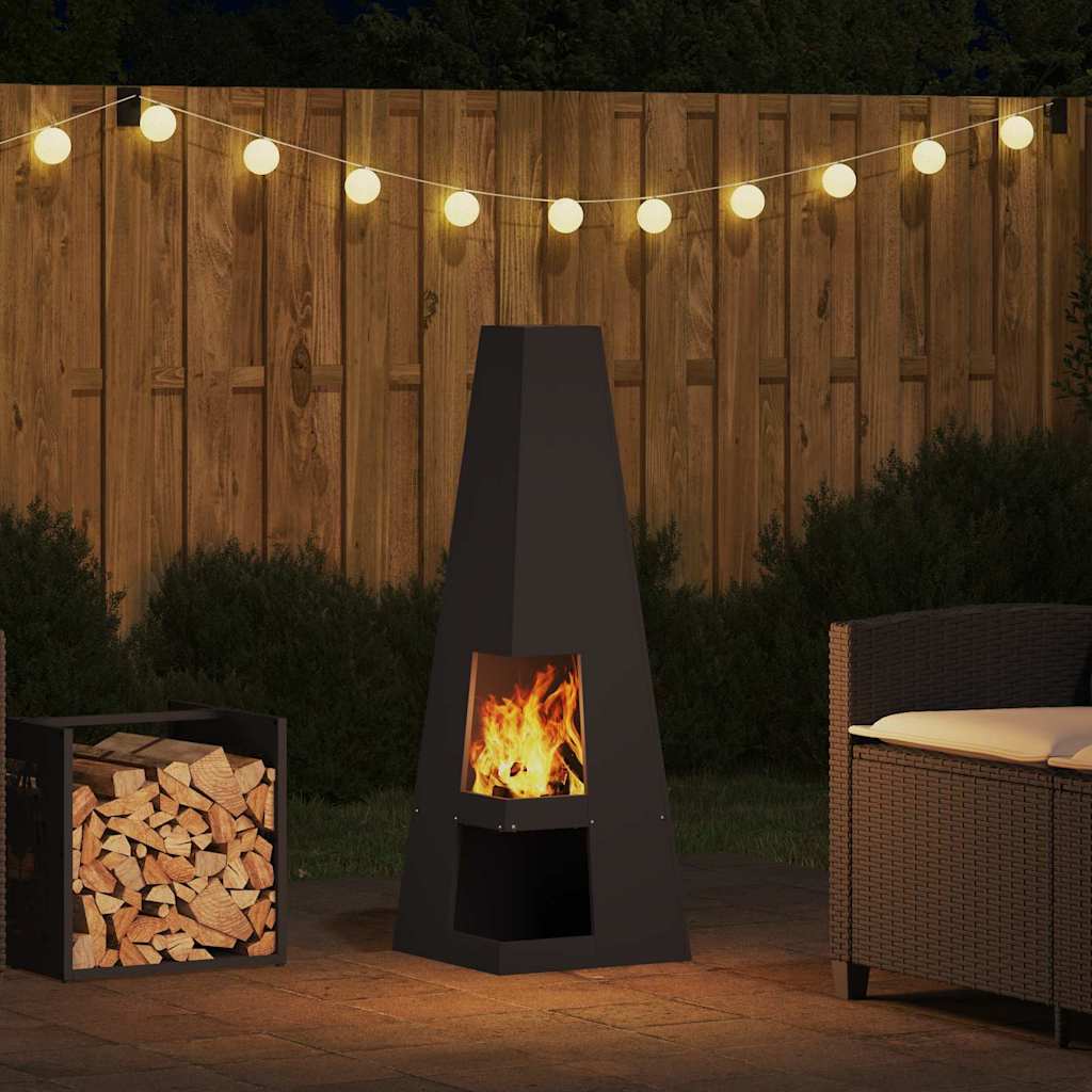 Fire Pit Black 35 x 35 x 100 cm Weathering Steel