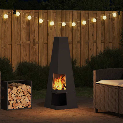 Fire Pit Black 35 x 35 x 100 cm Weathering Steel