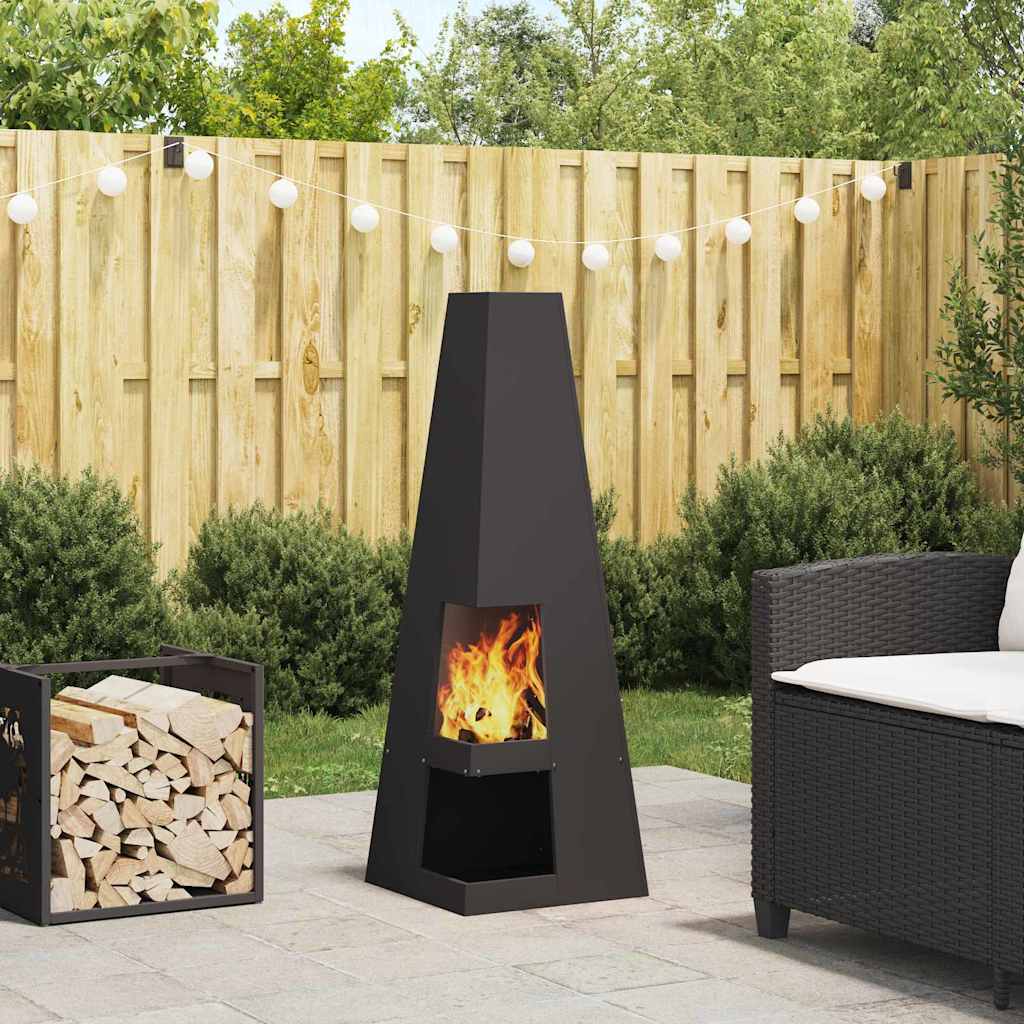 Fire Pit Black 35 x 35 x 100 cm Weathering Steel