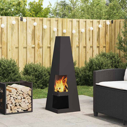 Fire Pit Black 35 x 35 x 100 cm Weathering Steel