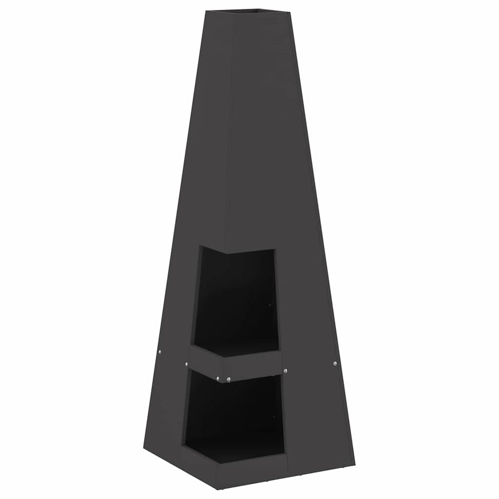 Fire Pit Black 35 x 35 x 100 cm Weathering Steel