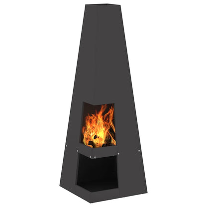 Fire Pit Black 35 x 35 x 100 cm Weathering Steel