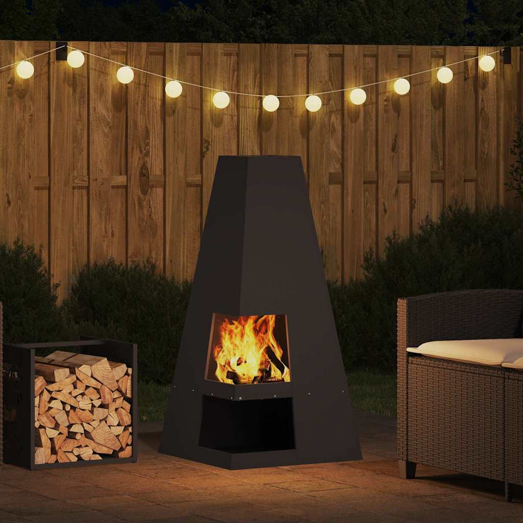 Fire Pit Black 50 x 50 x 100 cm Weathering Steel