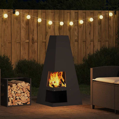 Fire Pit Black 50 x 50 x 100 cm Weathering Steel