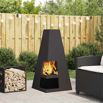 Fire Pit Black 50 x 50 x 100 cm Weathering Steel