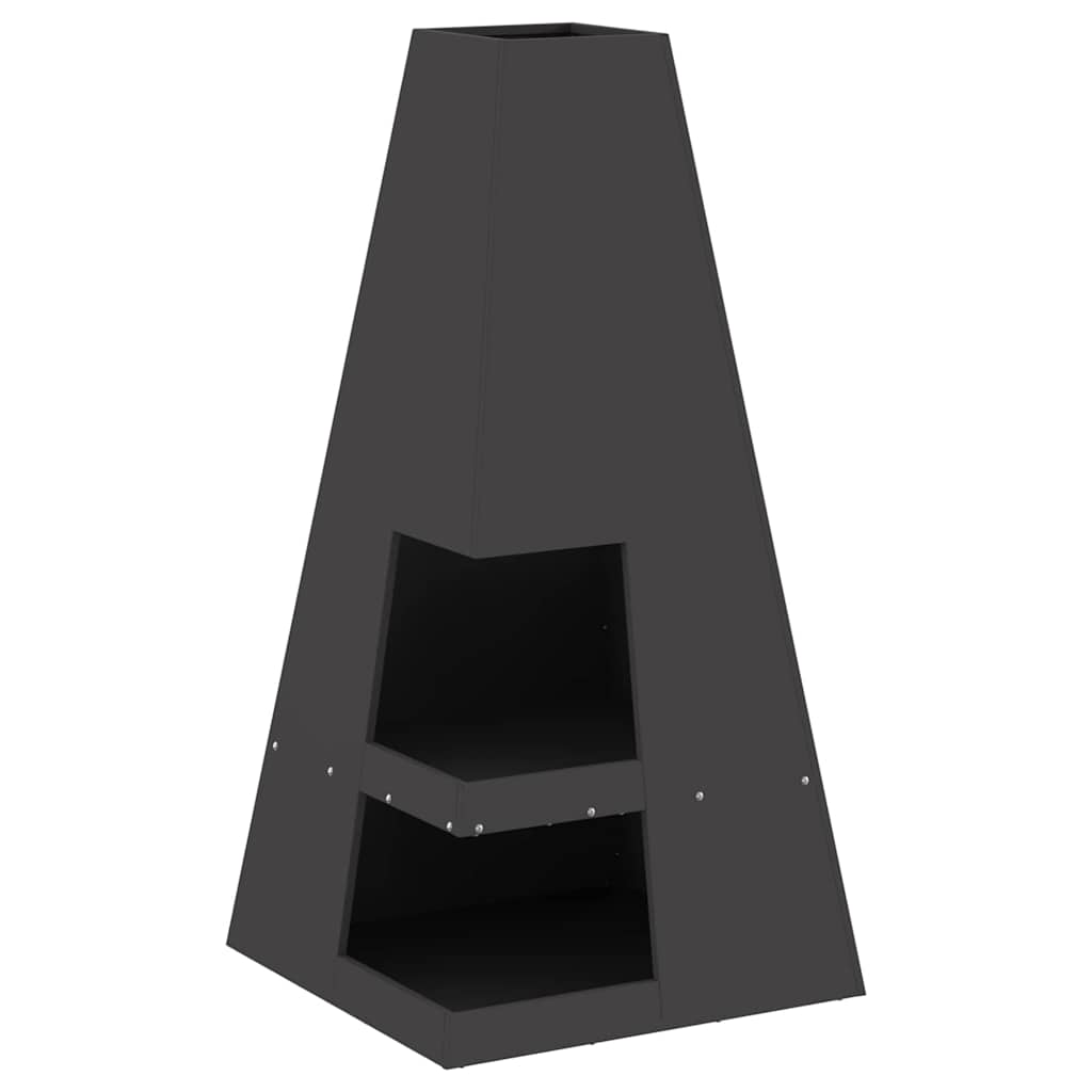 Fire Pit Black 50 x 50 x 100 cm Weathering Steel