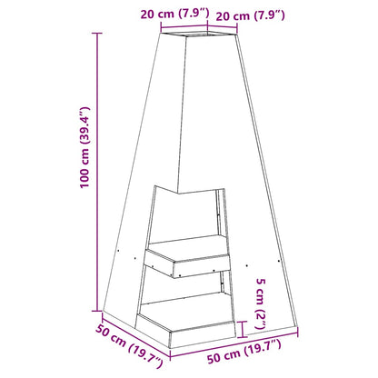 Fire Pit Black 50 x 50 x 100 cm Weathering Steel