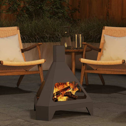 Fire Pit Black 50 x 43 x 52 cm Weathering Steel