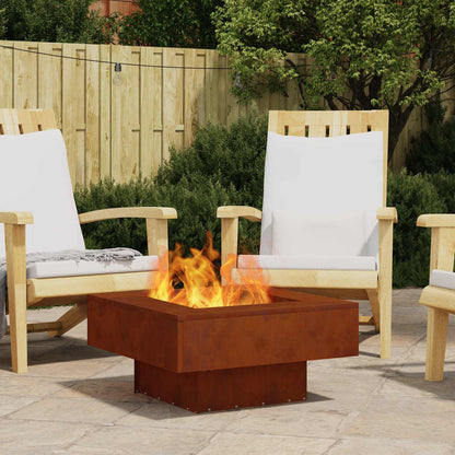 Fire Pit Rusty 60 x 60 x 30 cm Weathering Steel