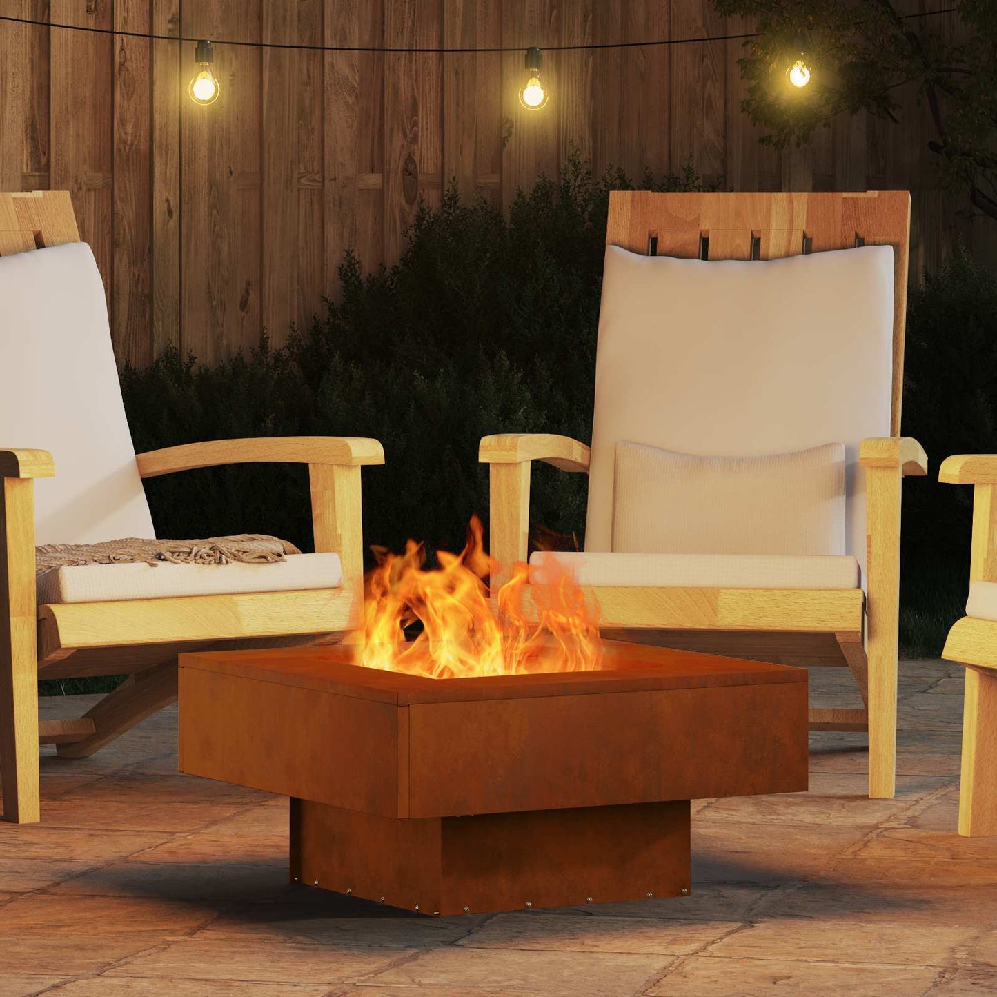 Fire Pit Rusty 60 x 60 x 30 cm Weathering Steel