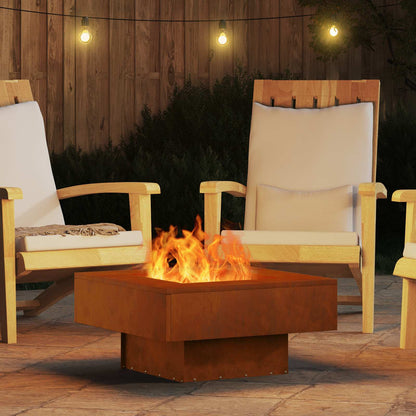 Fire Pit Rusty 60 x 60 x 30 cm Weathering Steel