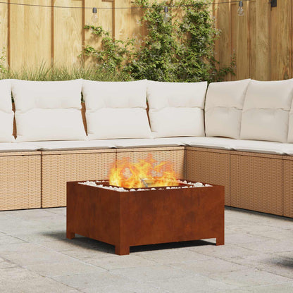 Fire Pit Rusty 60 x 60 x 30 cm Weathering Steel