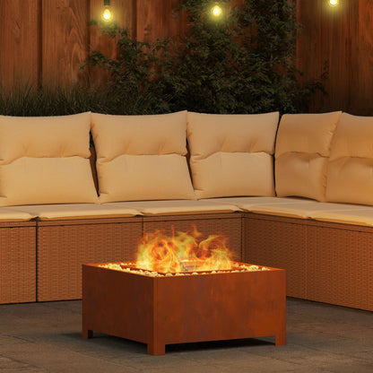 Fire Pit Rusty 60 x 60 x 30 cm Weathering Steel