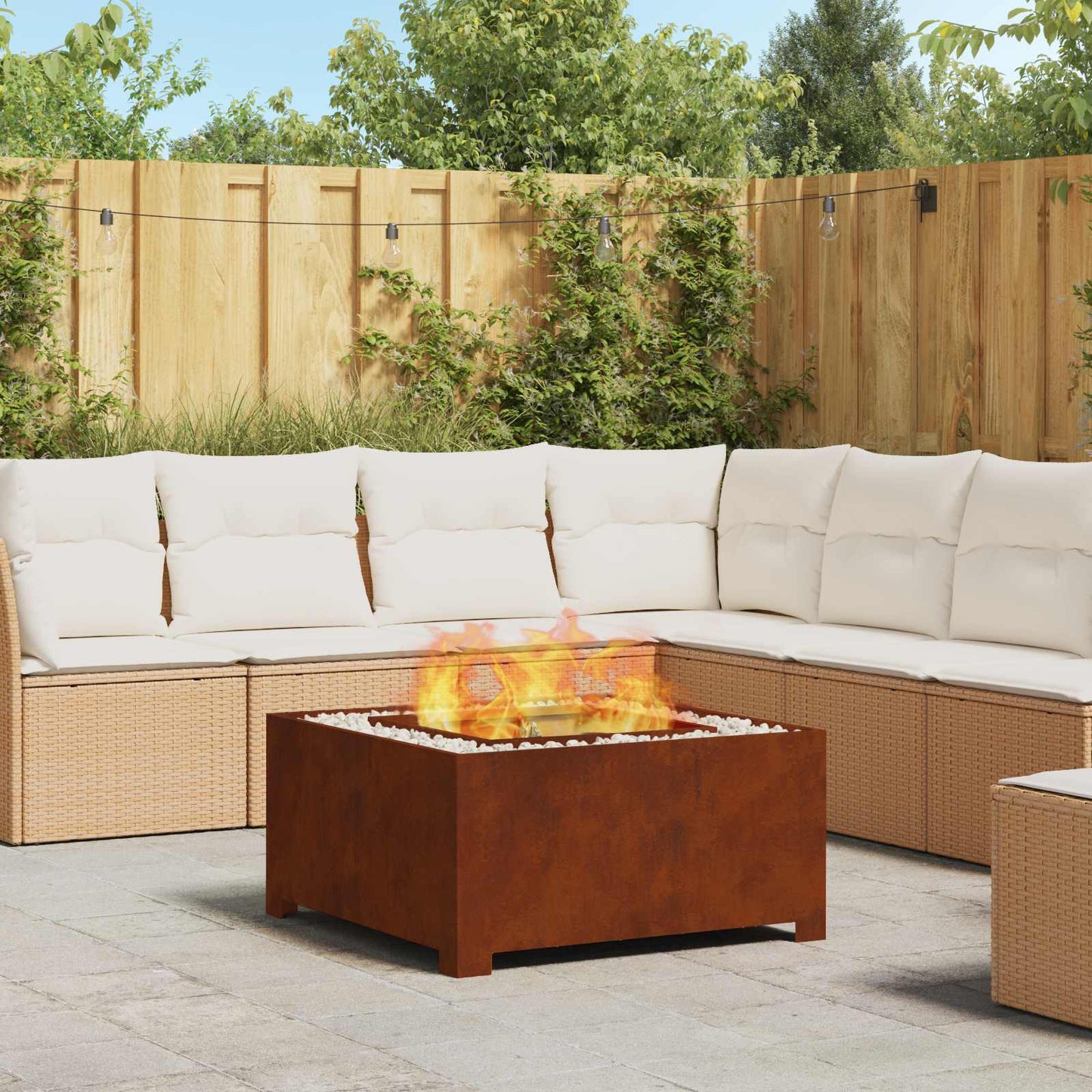 Fire Pit Rusty 80 x 80 x 40 cm Weathering Steel