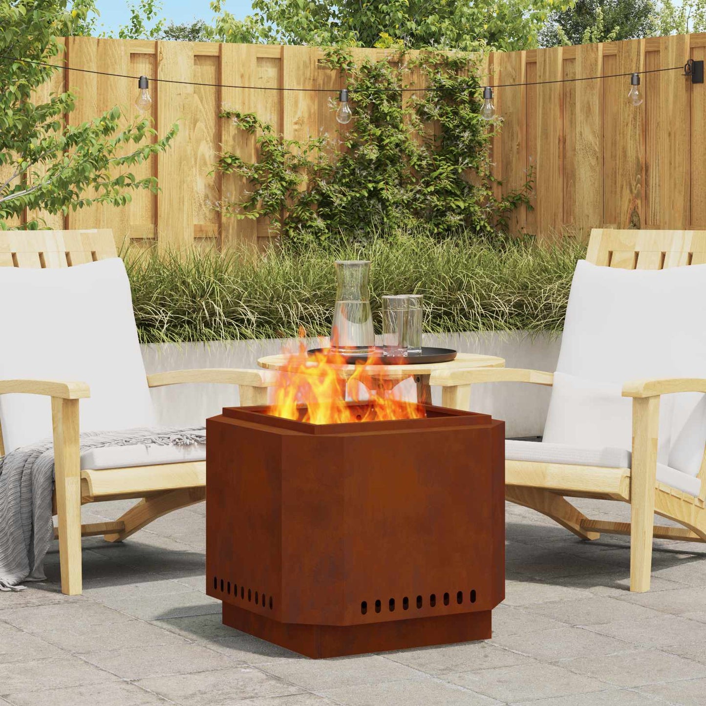 Smokeless Fire Pit Rusty 58 x 58 x 51 cm Weathering Steel