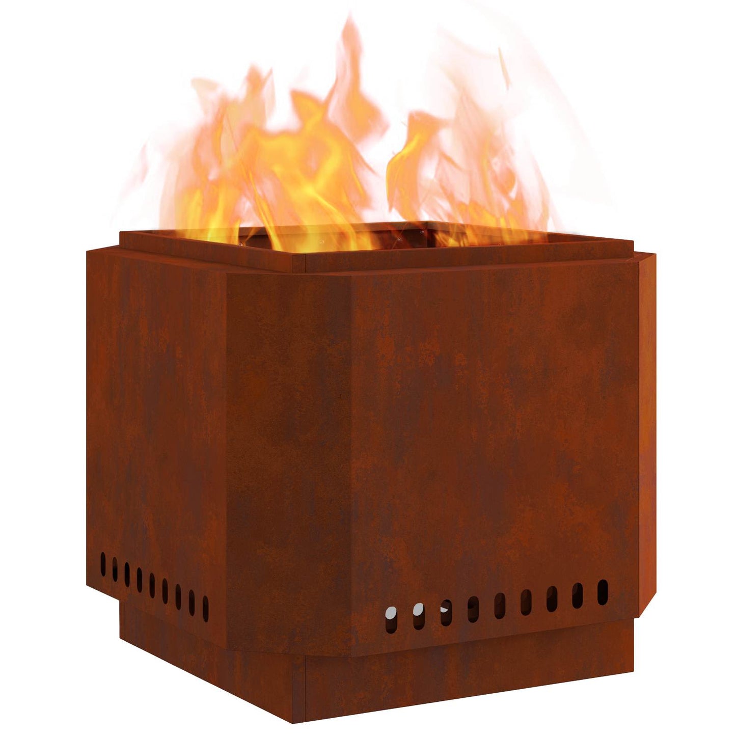 Smokeless Fire Pit Rusty 58 x 58 x 51 cm Weathering Steel