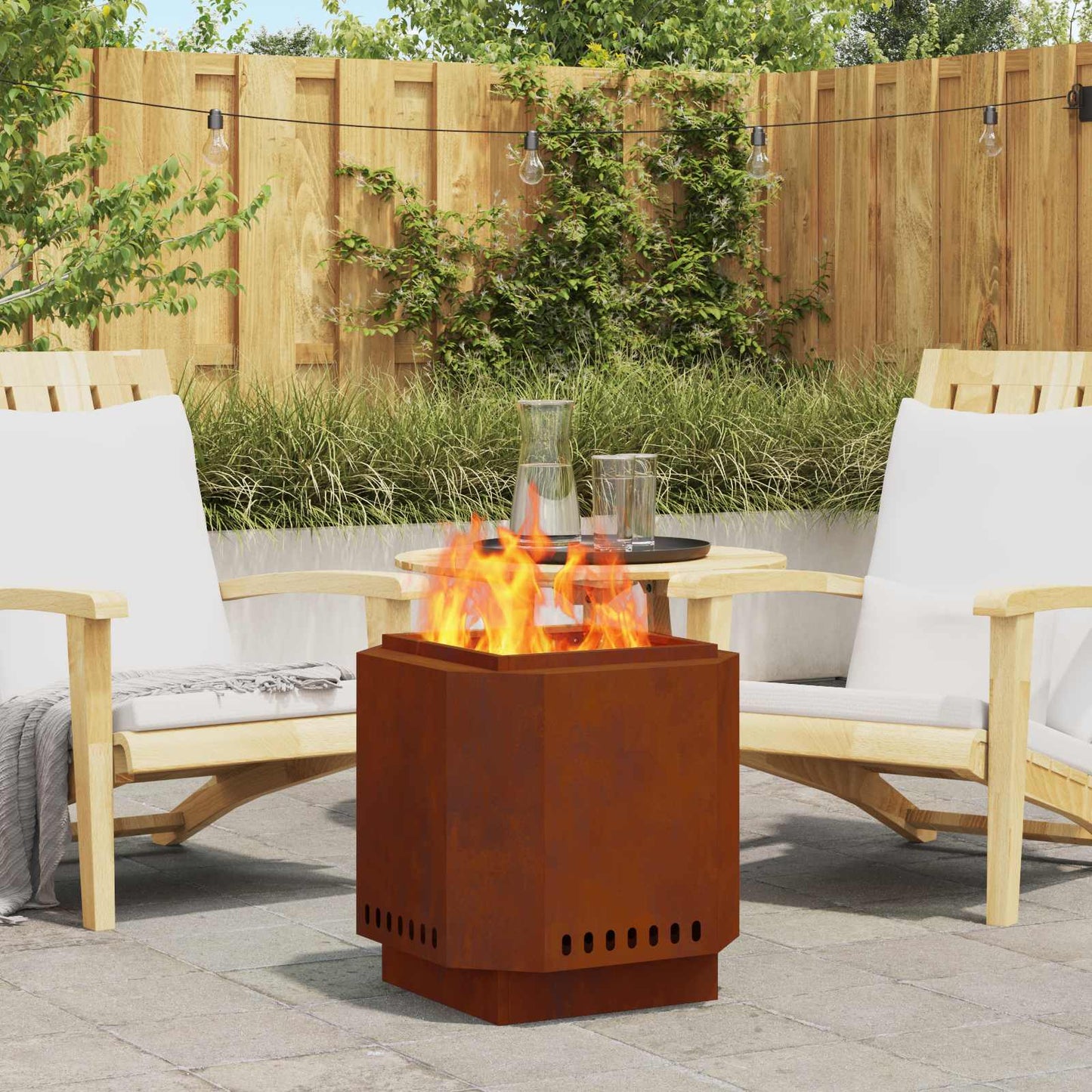 Smokeless Fire Bowl Rusty 48 x 48 x 51 cm Weathering Steel