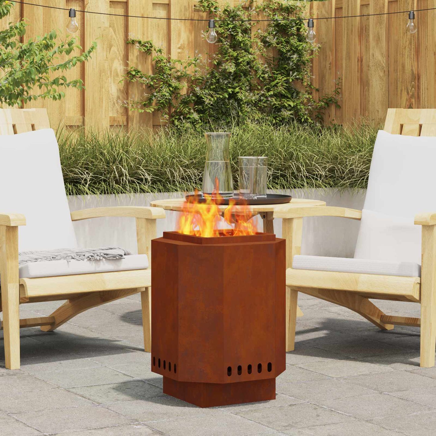 Smokeless Fire Pit Rusty 38 x 38 x 51 cm Weathering Steel