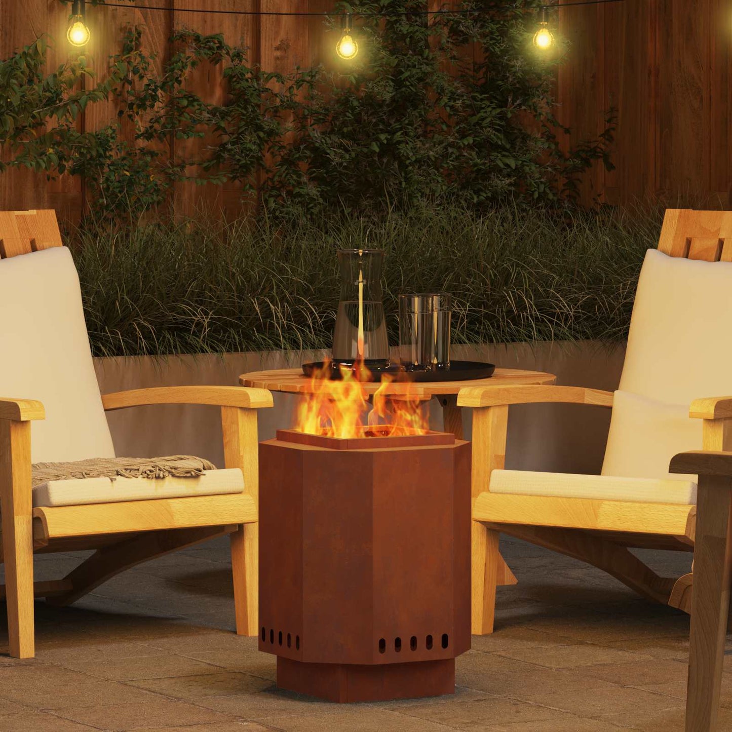 Smokeless Fire Pit Rusty 38 x 38 x 51 cm Weathering Steel