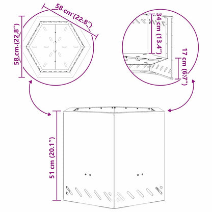 Smokeless Fire Pit Black 58 x 58 x 51 cm Weathering Steel