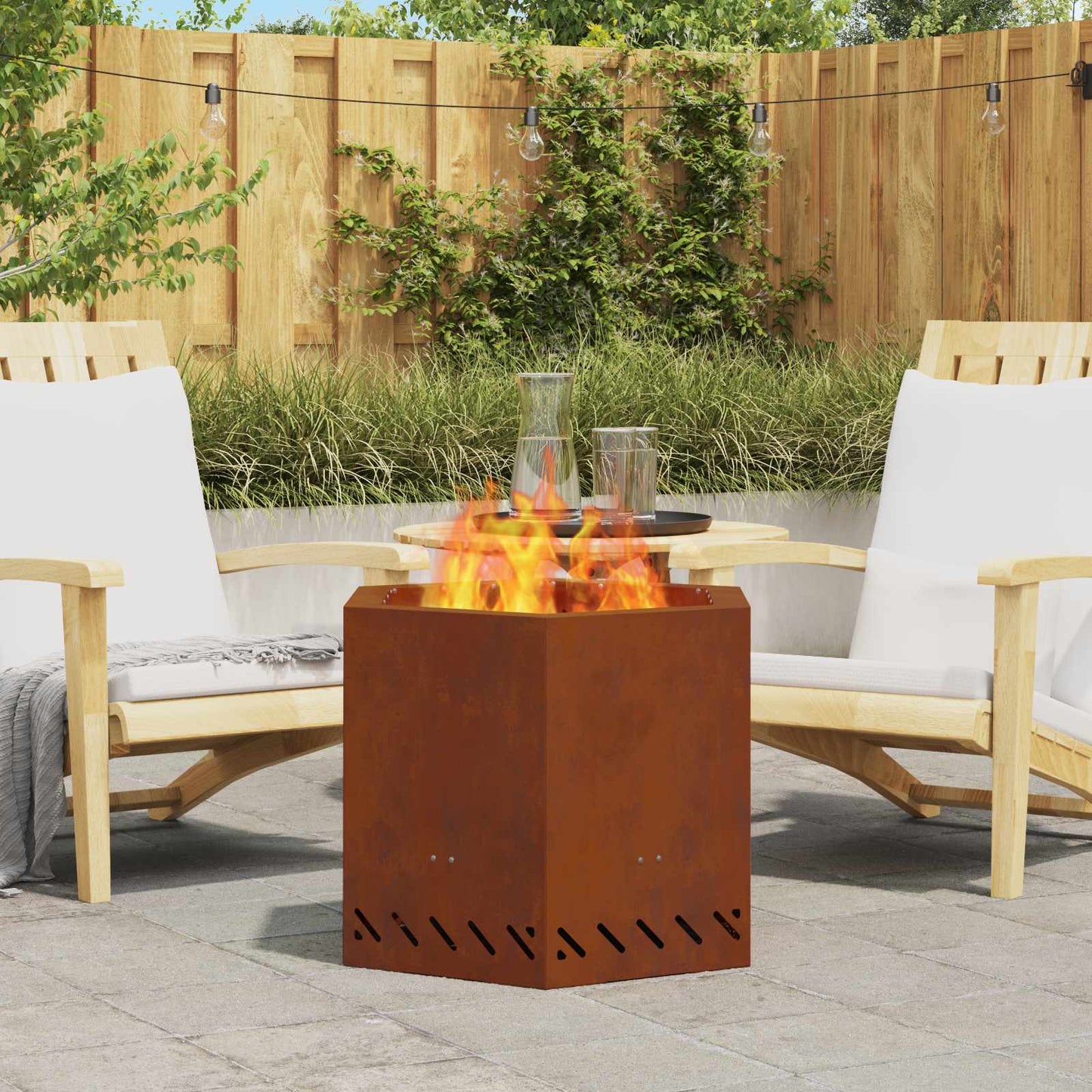 Smokeless Fire Pit Rusty 58 x 58 x 51 cm Weathering Steel