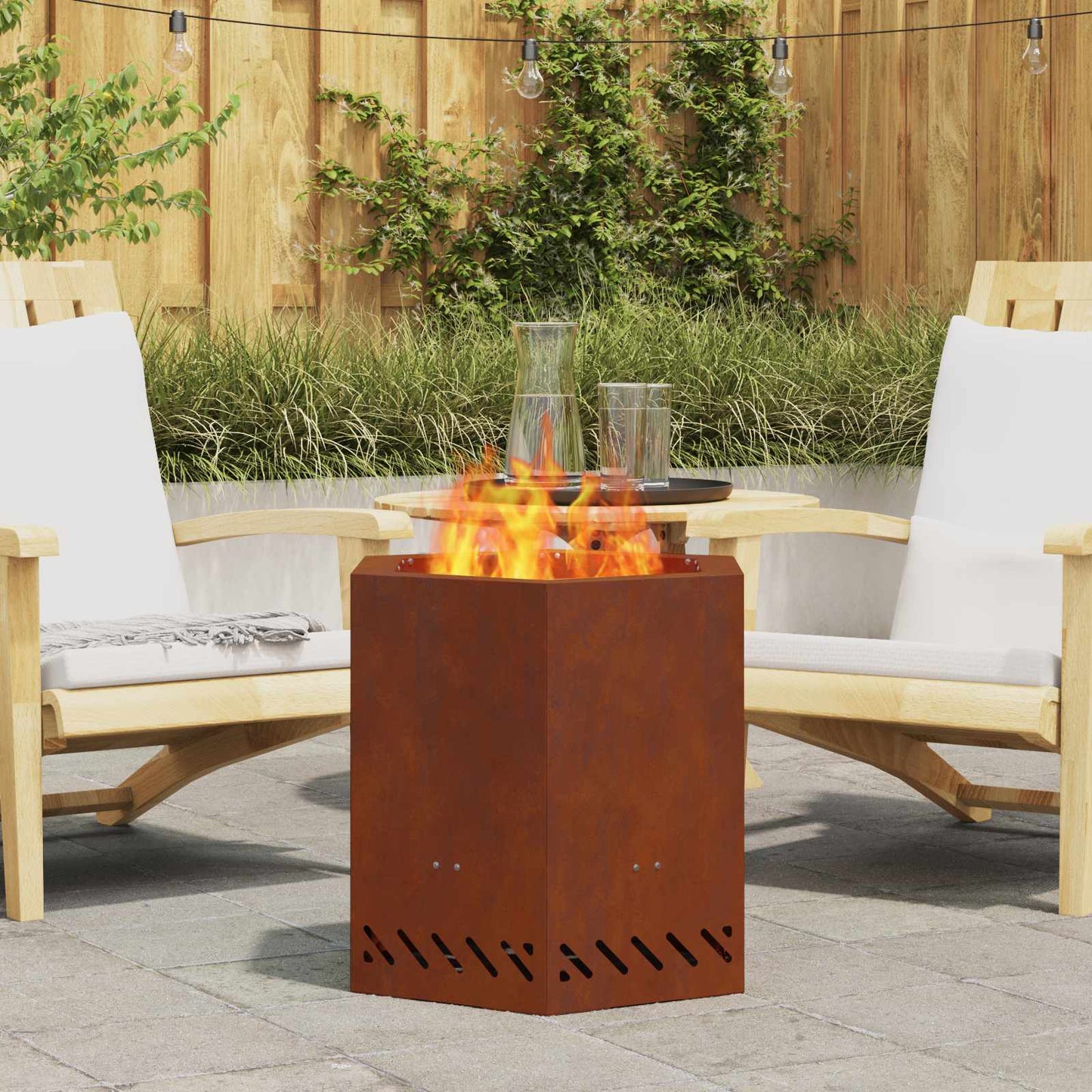 Smokeless Fire Pit Rusty 48 x 48 x 51 cm Weathering Steel