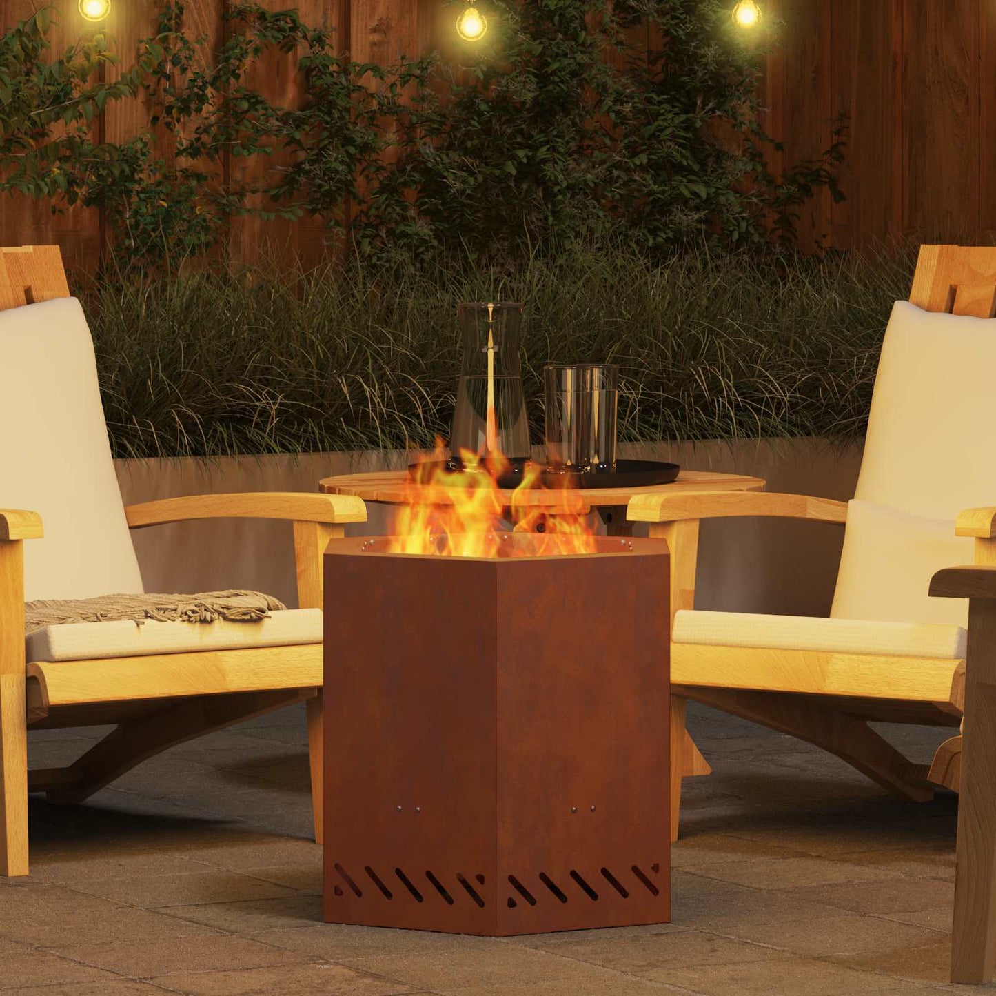 Smokeless Fire Pit Rusty 48 x 48 x 51 cm Weathering Steel