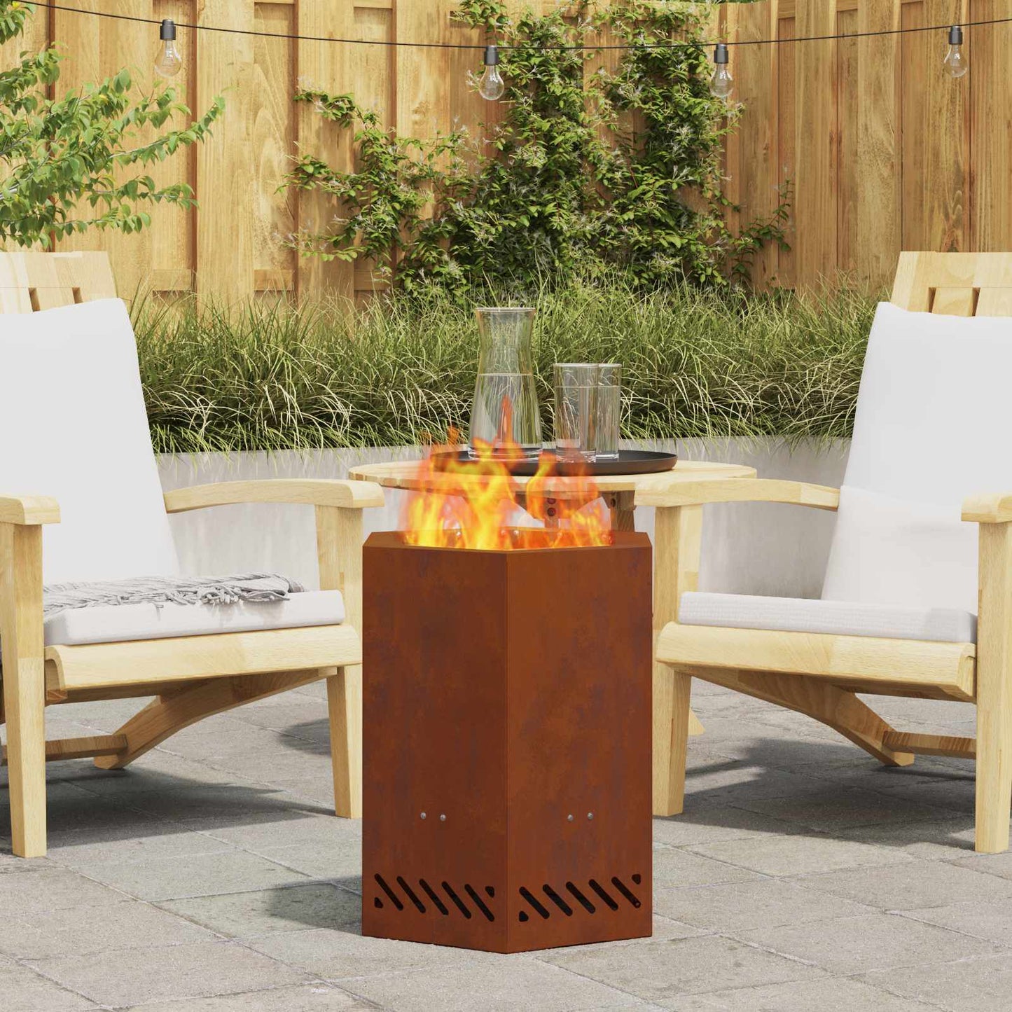 Smokeless Fire Pit Rusty 38 x 38 x 51 cm Weathering Steel