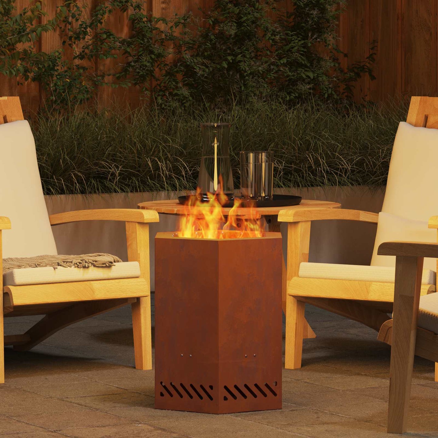Smokeless Fire Pit Rusty 38 x 38 x 51 cm Weathering Steel