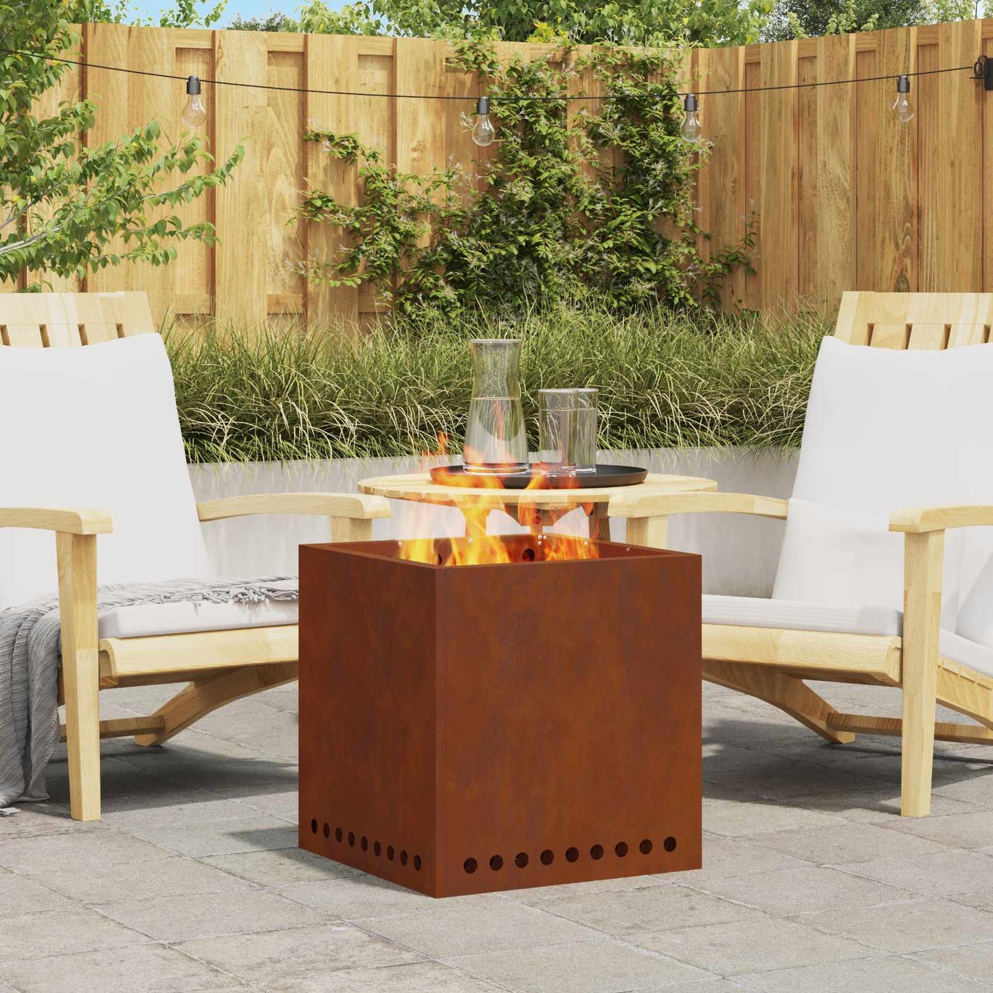 Smokeless Fire Pit Rusty 48 x 48 x 50 cm Weathering Steel