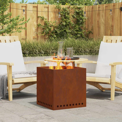 Smokeless Fire Pit Rusty 48 x 48 x 50 cm Weathering Steel