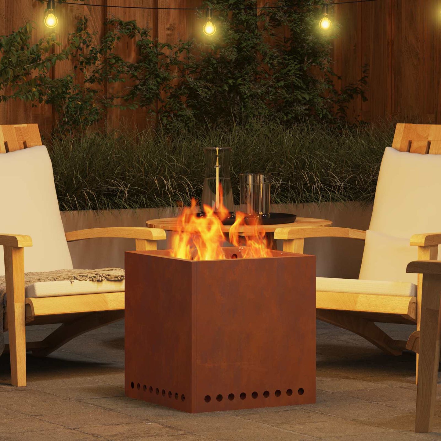 Smokeless Fire Pit Rusty 48 x 48 x 50 cm Weathering Steel