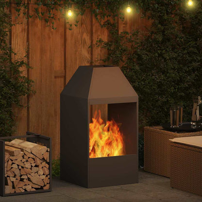 Fire Pit Black 50 x 50 x 100 cm Weathering Steel