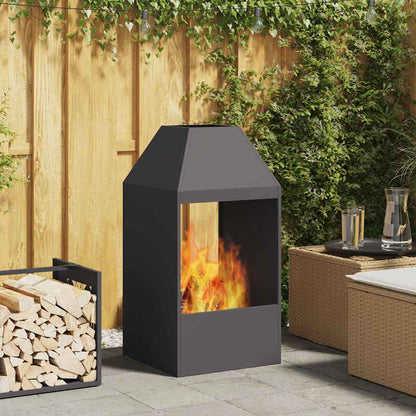 Fire Pit Black 50 x 50 x 100 cm Weathering Steel