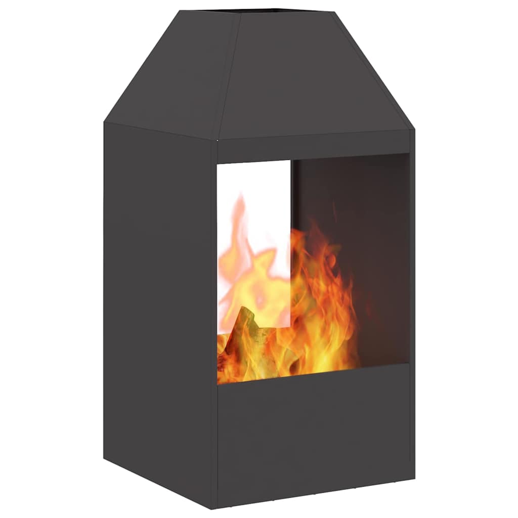 Fire Pit Black 50 x 50 x 100 cm Weathering Steel