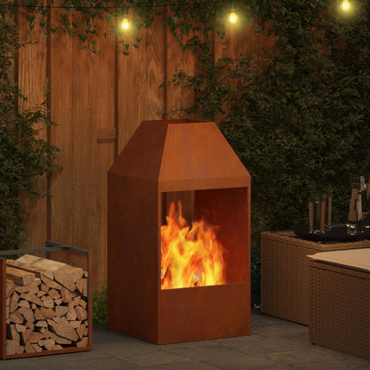 Fire Pit Rusty 50 x 50 x 100 cm Weathering Steel