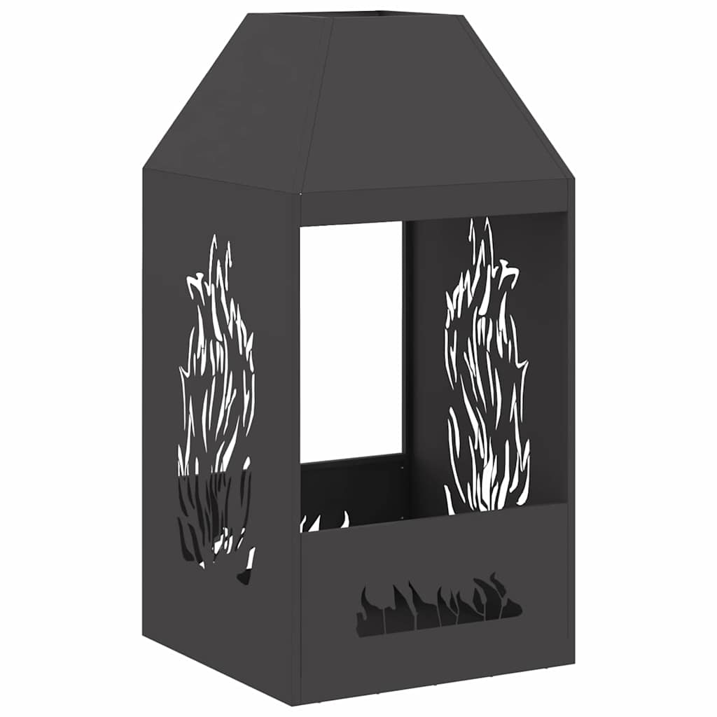 Fire Pit Black 50 x 50 x 100 cm Weathering Steel
