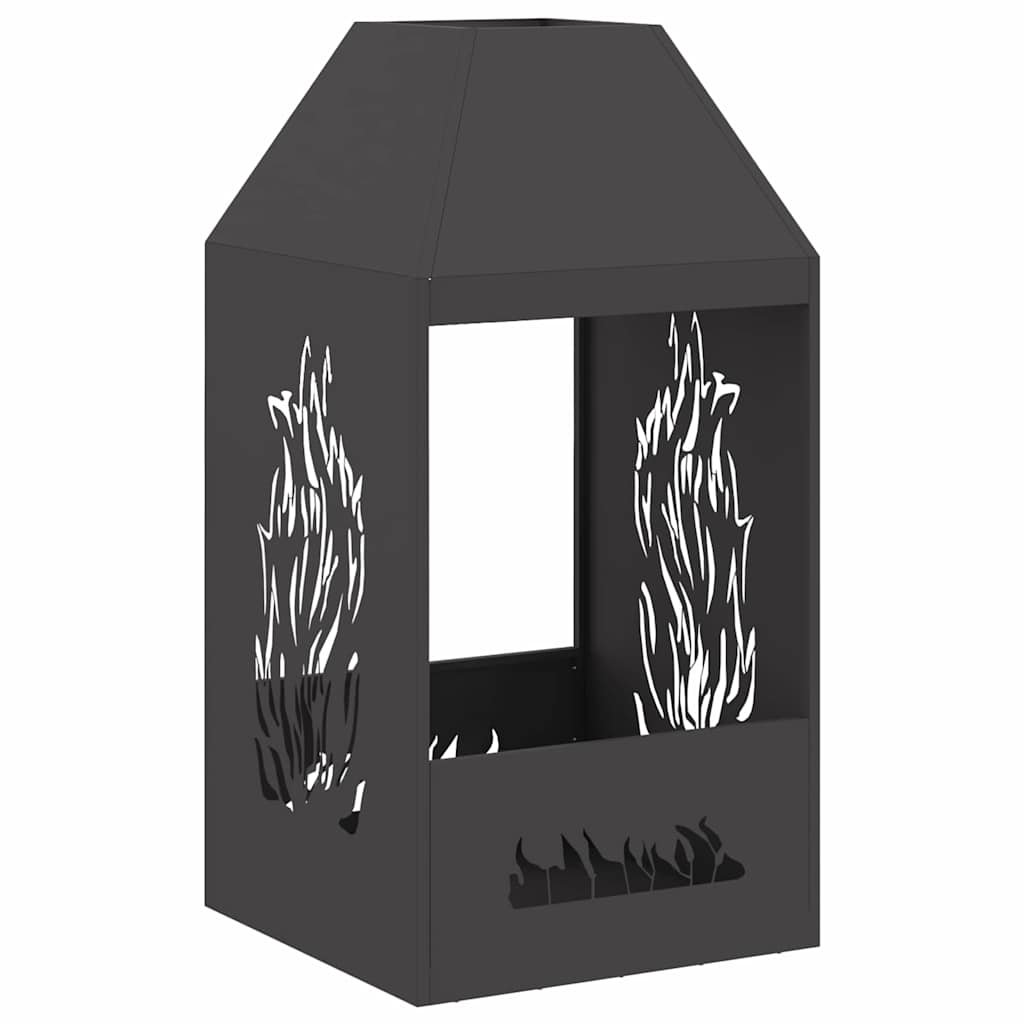 Fire Pit Black 50 x 50 x 100 cm Weathering Steel