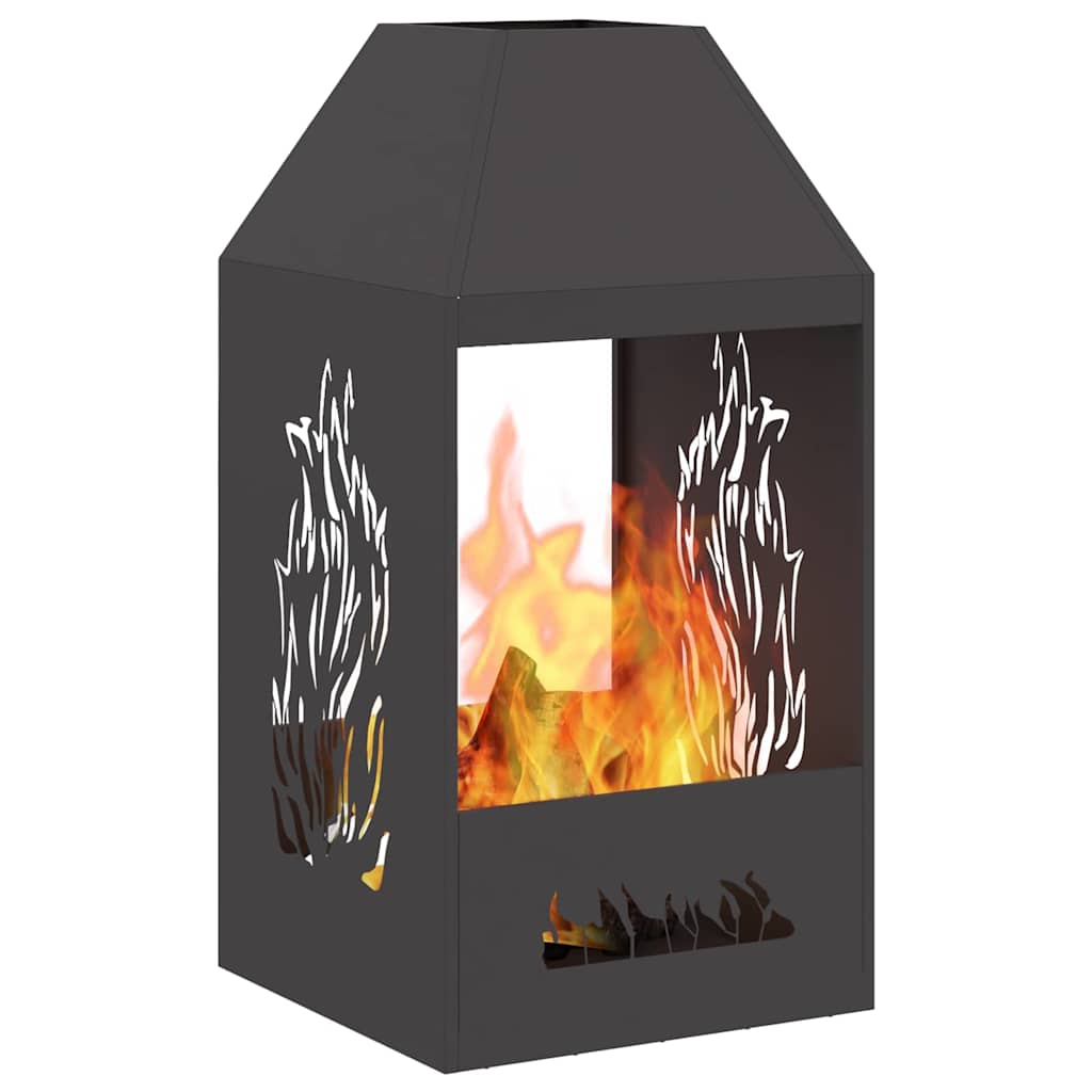 Fire Pit Black 50 x 50 x 100 cm Weathering Steel