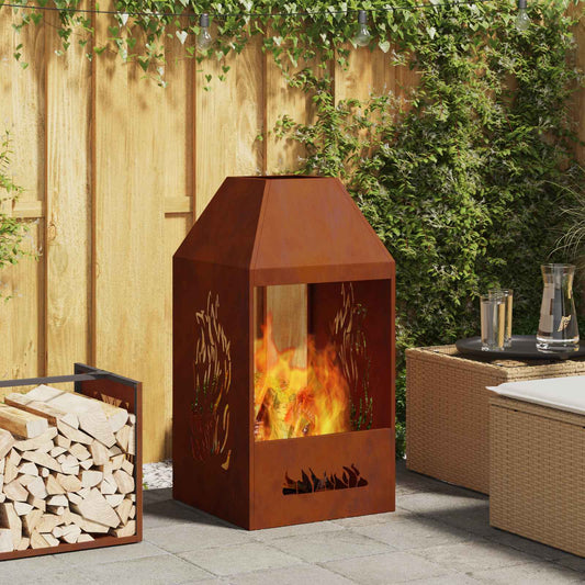 Fire Bowl Rusty 50 x 50 x 100 cm Weathering Steel