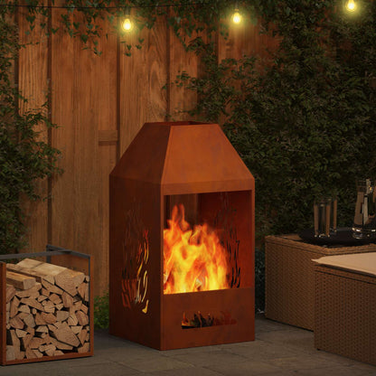 Fire Pit Rusty 50 x 50 x 100 cm Weathering Steel