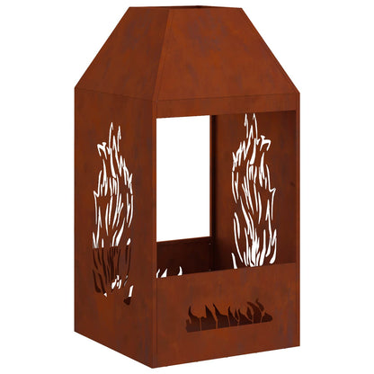 Fire Pit Rusty 50 x 50 x 100 cm Weathering Steel