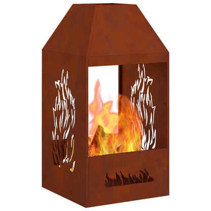 Fire Pit Rusty 50 x 50 x 100 cm Weathering Steel