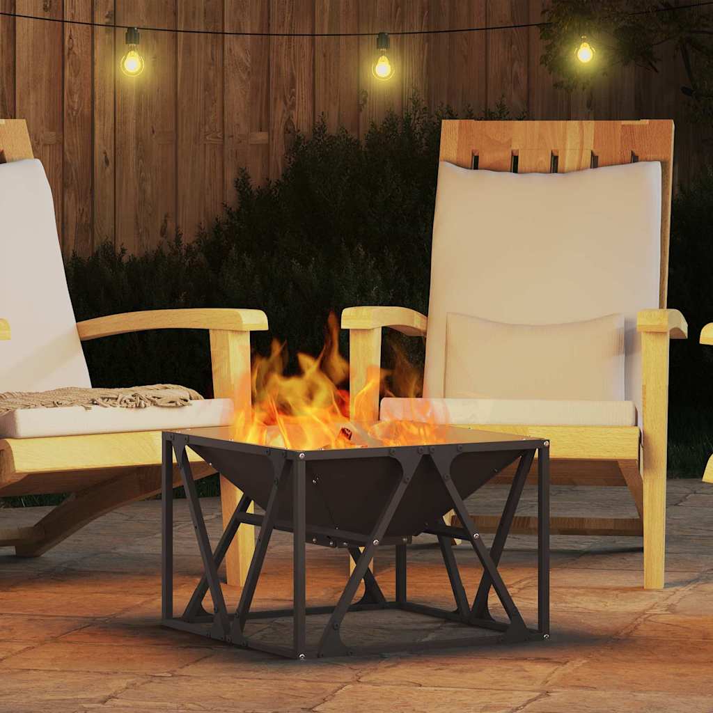 Fire Pit Black 50 x 50 x 35 cm Weathering Steel