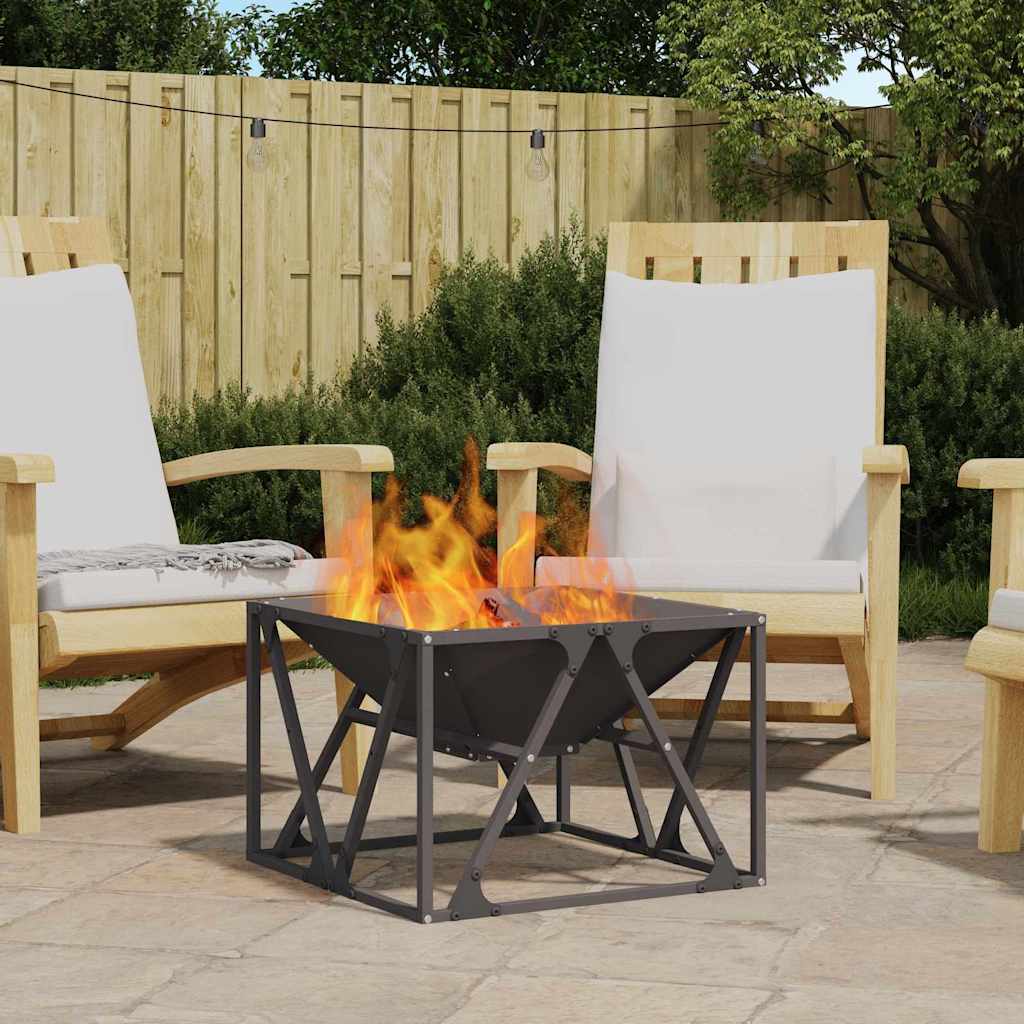 Fire Pit Black 50 x 50 x 35 cm Weathering Steel