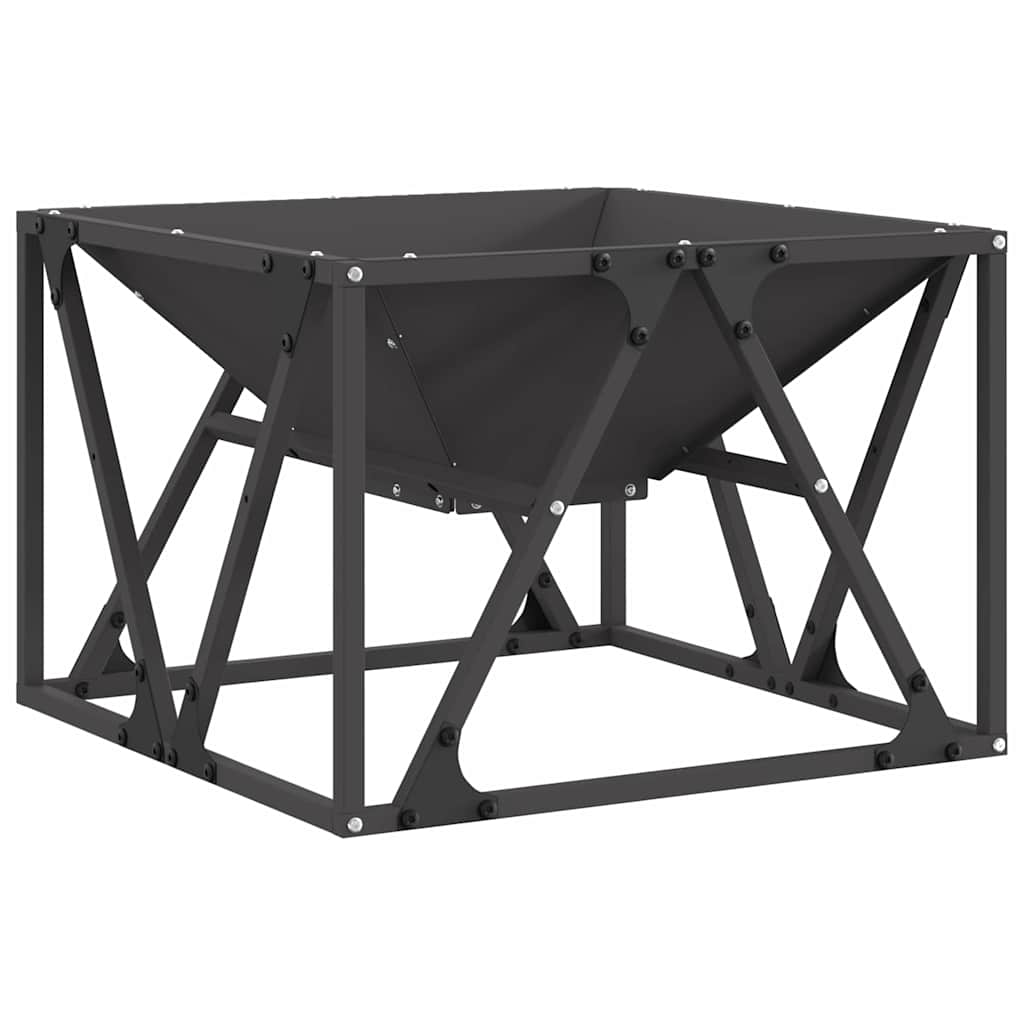 Fire Pit Black 50 x 50 x 35 cm Weathering Steel