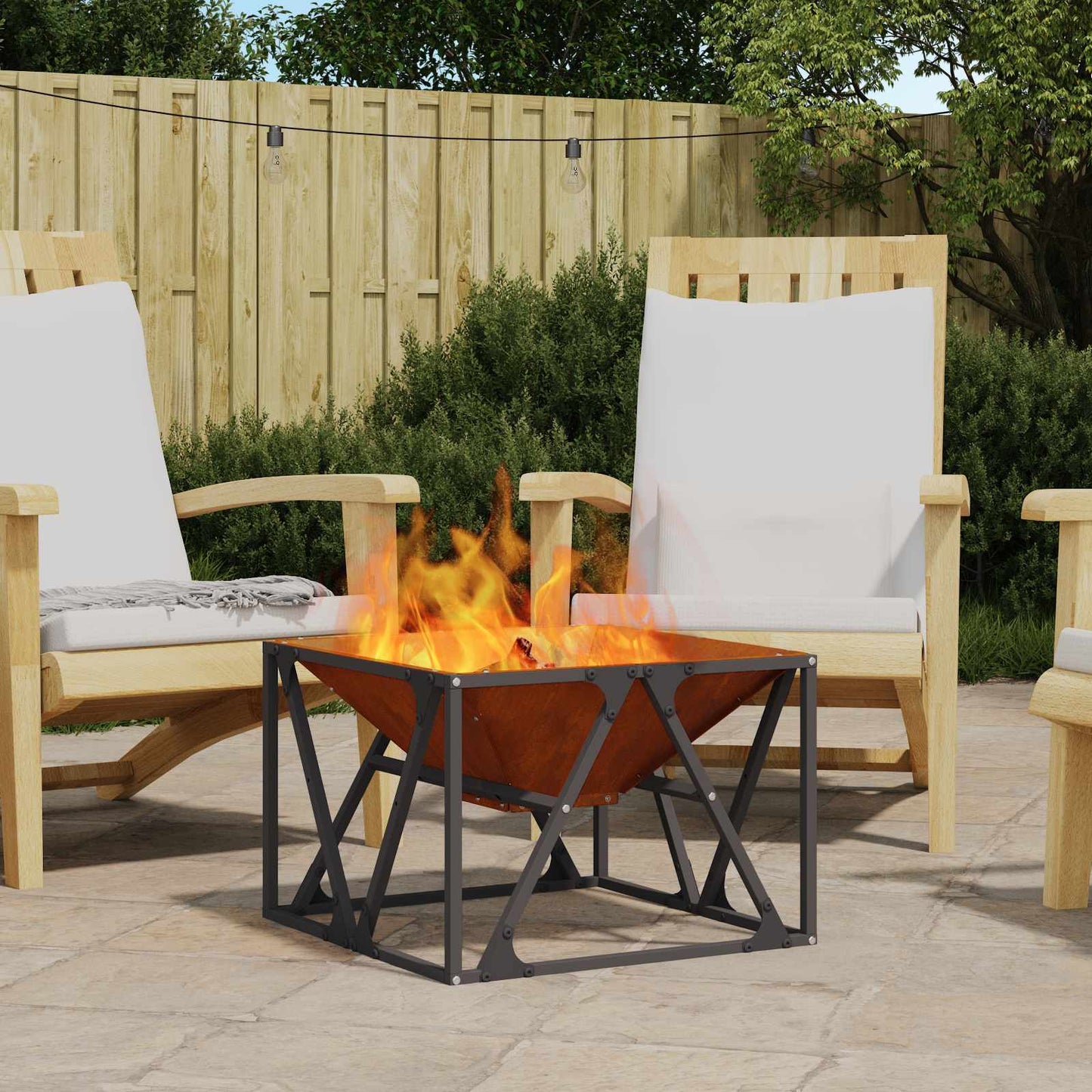 Fire Pit Rusty 50 x 50 x 35 cm Weathering Steel